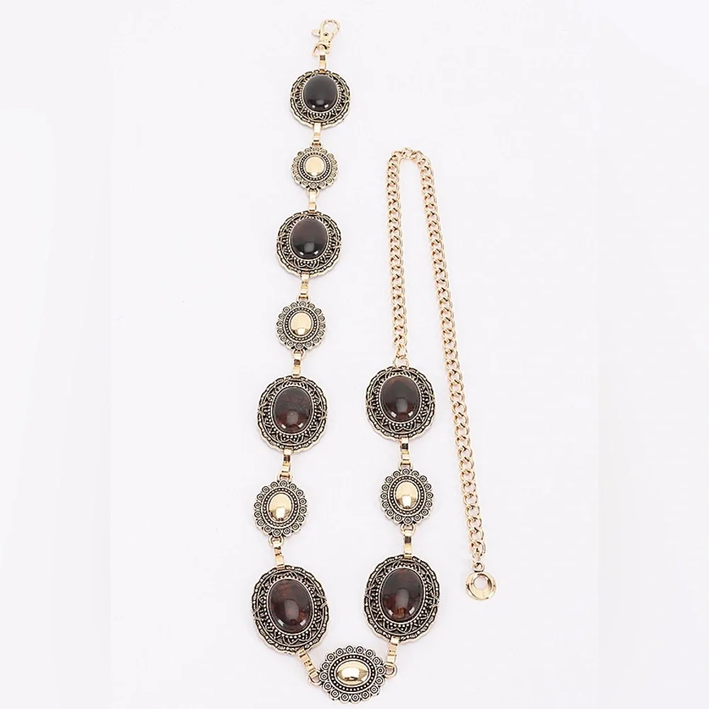 Vintage Acrylic Metal Chain Statement Belt